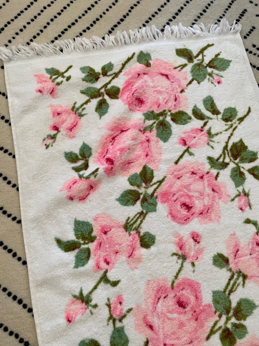 Vintage floral rose pink bath towel Cannon - Picture 3 of 4